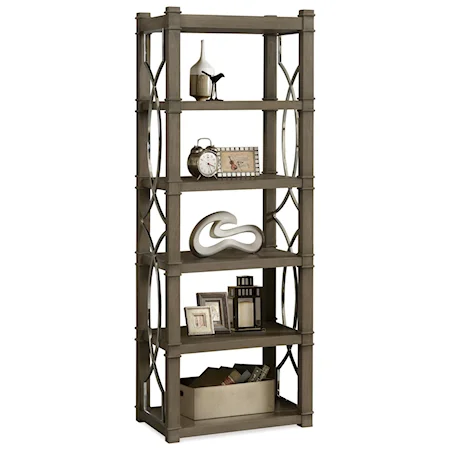 Five Shelf Etagere with Decorative Metal Lattice